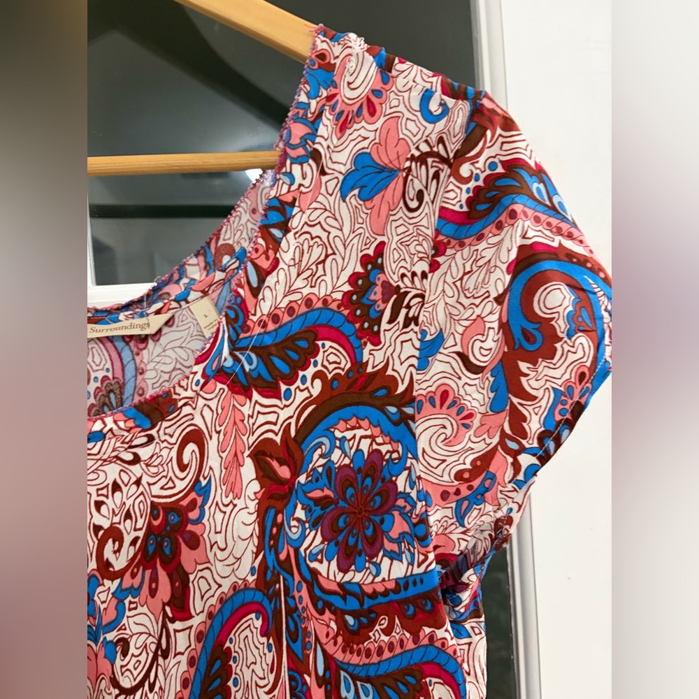 SOFT SURROUNDINGS Kara Paisley Tiered Boho Dress - size L - Picture 7 of 10